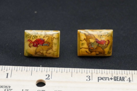 Hand Painted Asian Bone Earrings