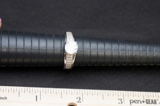 Sterling Silver Ring W/ White Stones