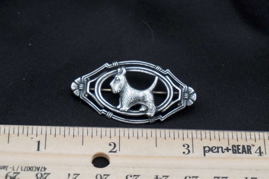 Sterling Silver Scottie Dog Brooch