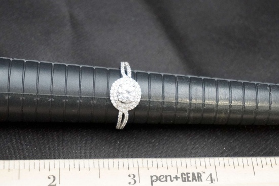 Sterling Silver Ring W/ White Stones