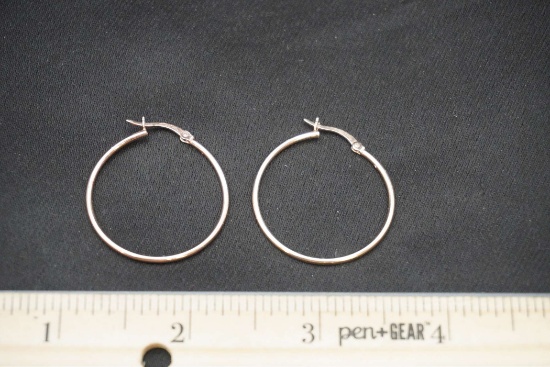Sterling Silver Hoop Earrings (Have A Gold Tone To Them)