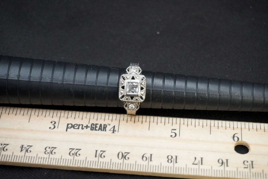 Sterling Silver Ring W/ White Stones