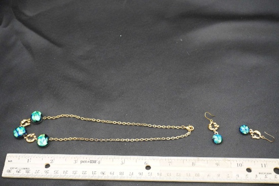 Gold-Toned Necklace W/ Matching Earrings