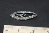 Sterling Silver Onyx Marcasite Pendant