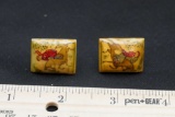 Hand Painted Asian Bone Earrings