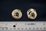 J.Jansen Clip Green Stone Earrings