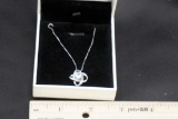 Sterling Silver Necklace W/ White Stone Pendant