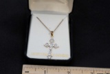 18 Kt. Gold Over Sterling Silver Cross Pendant Necklace