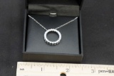 Sterling Silver White Round Stone Pendant Necklace