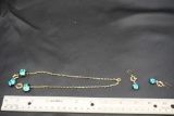 Gold-Toned Necklace W/ Matching Earrings