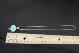 Sterling Silver Necklace W/ Blue Stone Pendant