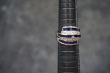 Sterling Silver Ring W/ White & Blue Stones