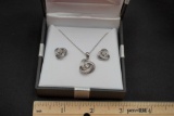 Sterling Silver Necklace W/ Earrings Set