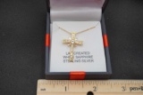 Sterling Silver Lab Created White Sapphire Cross Pendant Necklace