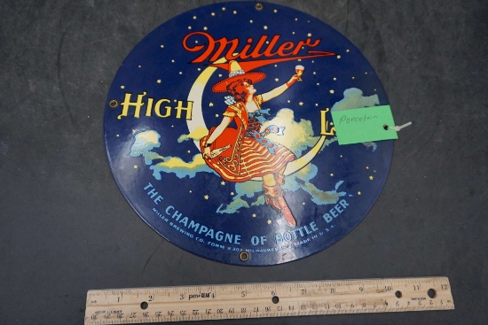 Porcelain Miller High Life Round Sign