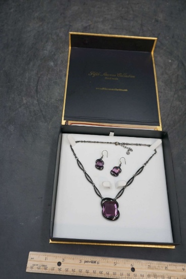 Fifth Avenue Collection Purple Stone Necklace & Earrings