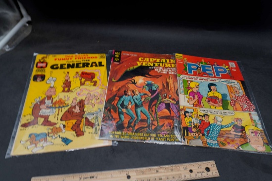 3 Comic Books - The General, Captain Venture & Pep