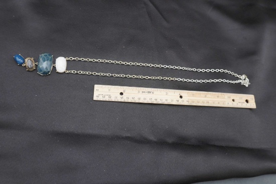 Silver-Tone Blue Stone Necklace