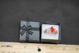 Gold-Tone Ring W/ Red/Orange Stones