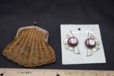 Beaded Coin Purse & Purple Stone Rings