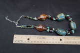 Brown & Blue Stone Necklace