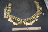Metal Belt W/ Green Stones