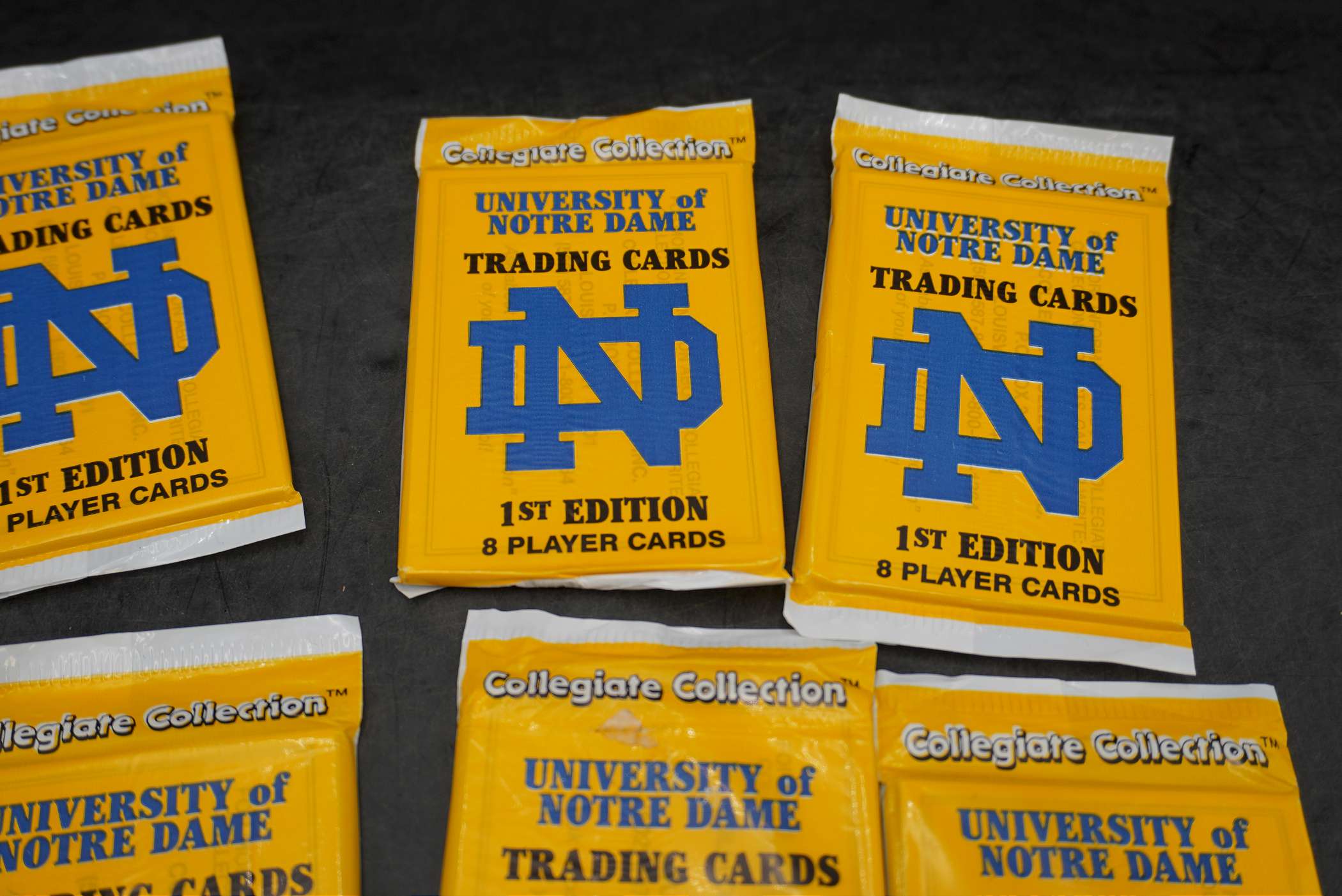 first edition notre dame trading cards 1990 Fighting Irish 1st in Store Display Box posed and action Collegiate Collection! University Of Notre