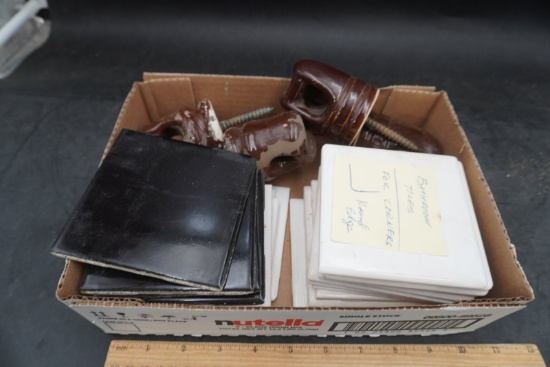 Ceramic Bathroom Tiles & Brown Porcelain Insulators Lot