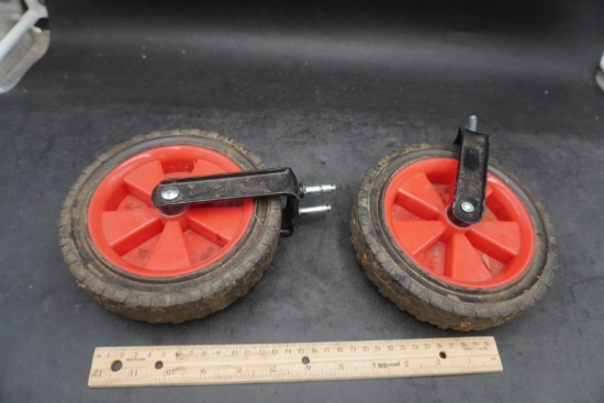 Unbranded Metal & Plastic Lawn Mower Wheel Assembly Set of 2