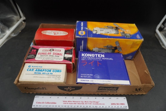 Napa / Sanyo Cardboard & Plastic Automotive Parts & Accessories Lot (4 Boxes)