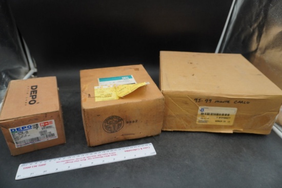GM / Depo 1990s Cardboard & Plastic Auto Parts Assortment (3 Pieces)