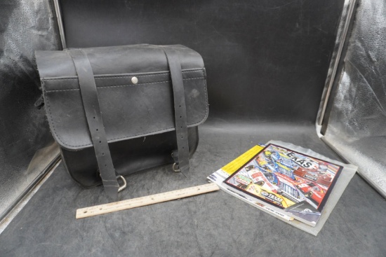WillyMax Leather Motorcycle Saddlebag & NASCAR Memorabilia Lot