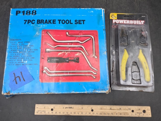 Powerbuilt P188 Steel Brake Tool Set & Snap Ring Pliers Lot
