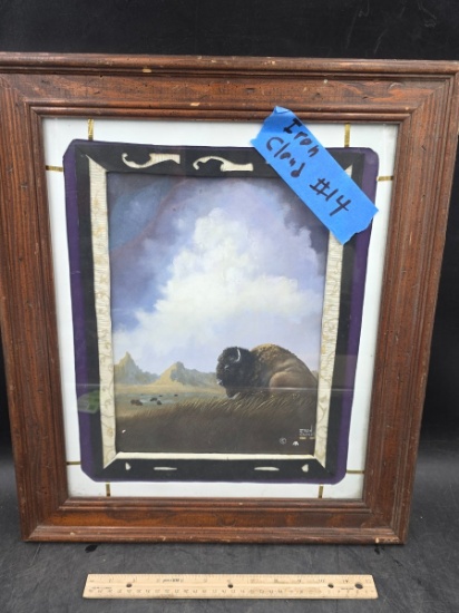 Iron Cloud 2000 Wood Print Art Buffalo Bison Landscape
