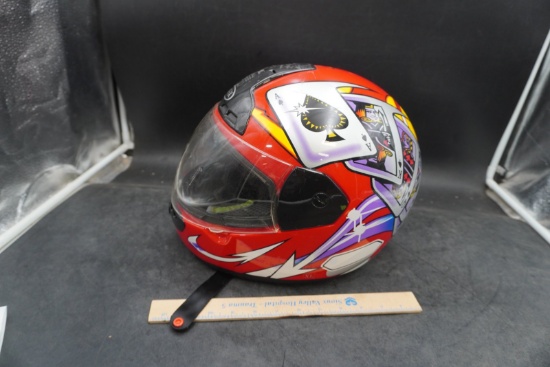 Model 603 Plastic Full Face Motorcycle Helmet XL Playing Card Graphic