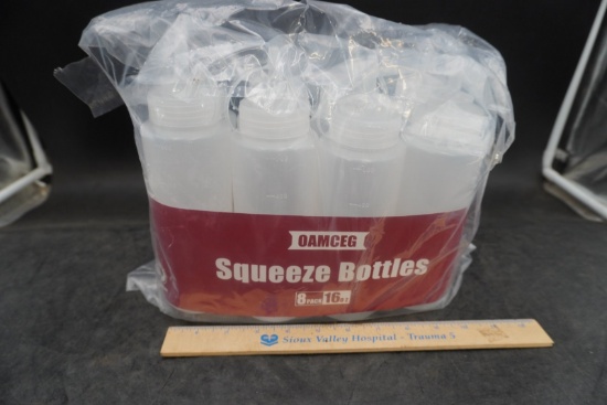 OAMCEG Plastic Squeeze Bottles 8 Pack 16 Oz (Sealed Original Packaging)