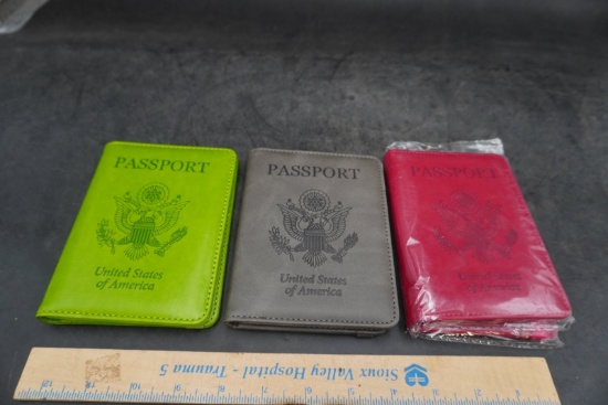 US Leather Passport Cover Wallet Set of 3 (Sealed & Open)