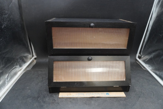 Wood & Acrylic Double Tier Bread Box / Display Case