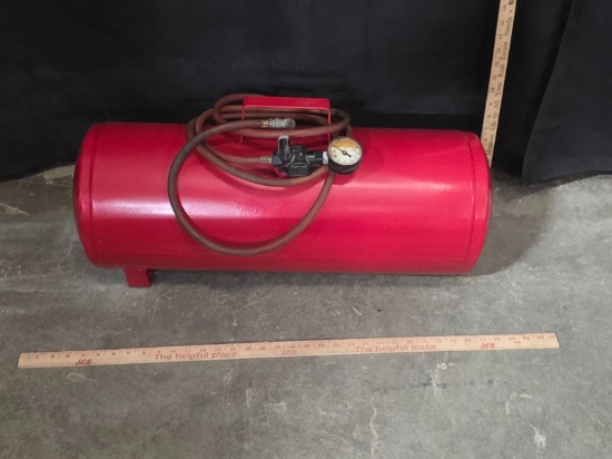 Red Metal Portable Air Tank & Hose Compressor Storage