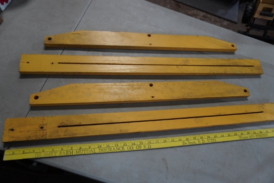 Wood Yellow Painted Farm Implement Parts Collection (4 Pcs)