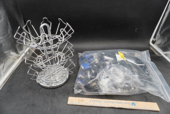 Metal K-Cup Pod Holder & Computer Cables Lot