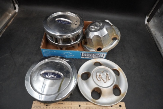 Ford & Dodge RAM Chrome Plastic Wheel Center Cap Lot of 5