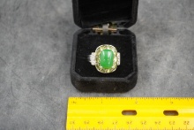 Vintage Jade & Peridot Cluster Ring (Unmarked)