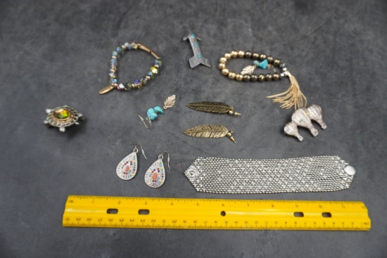 Vintage Costume Jewelry Lot, Bracelets & Earrings (9-Pc Lot)