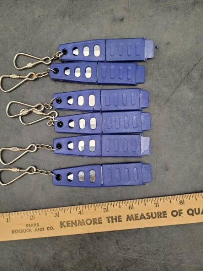 Vintage Pocket Knife Keychains Blue Sheath 6-Piece Lot