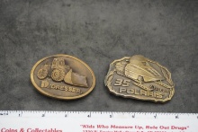 Vintage Polaris 35th Anniversary & Dresser Tractor Belt Buckles (2-Pc Lot)