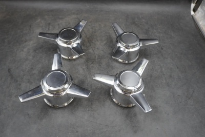 Vintage 3-Ear Spinner Wheel Center Caps 1970s Hubcaps 4-Pc Lot
