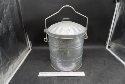 Vintage Galvanized Metal Lidded Feed Bucket With Lid (1-Pc)