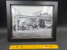 Vintage Magnolia Service Station Auto Supplies Framed Photograph (1-Pc)