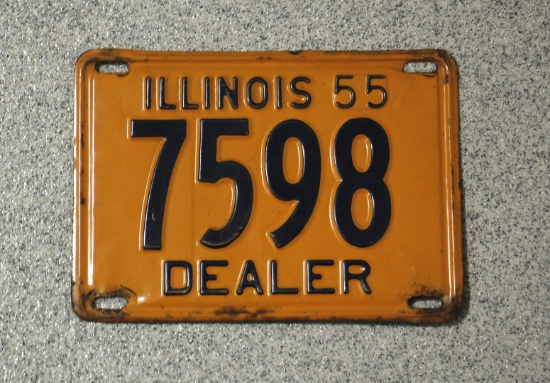 1955 Rare Vintage Illinois Automobile Dealer License Plate